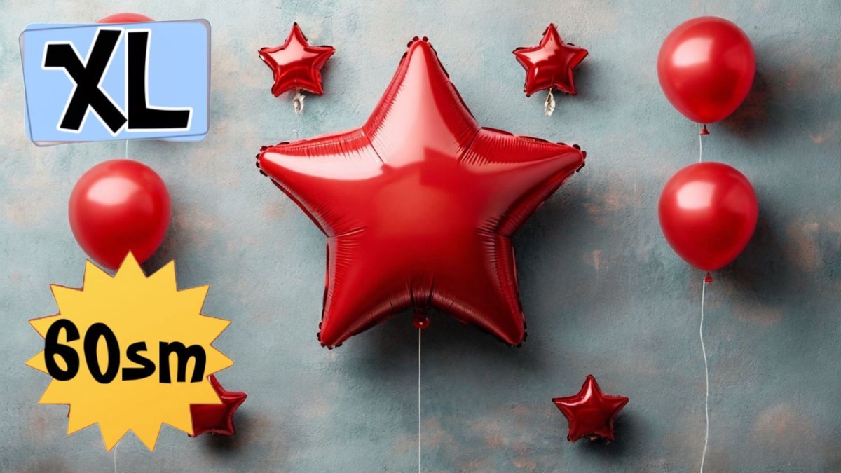 Шар звезда XL с гелием красный (60см), фольга