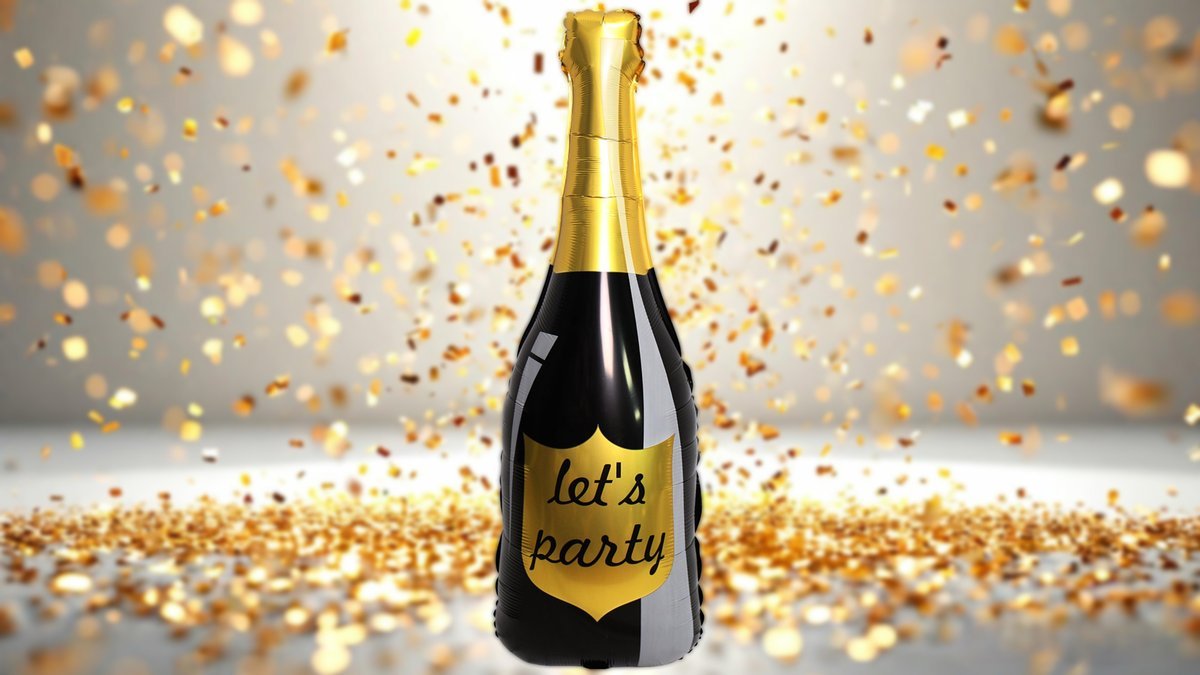 Фольгированный шар с гелием “Шампанское” 1шт (78х29см)