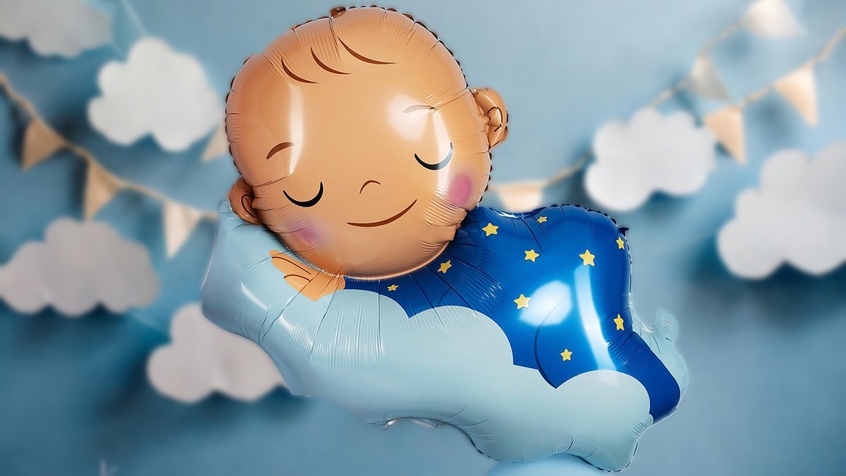 Фольгированный шар с гелием “Ребенок на облаке” 1шт (87х57см)