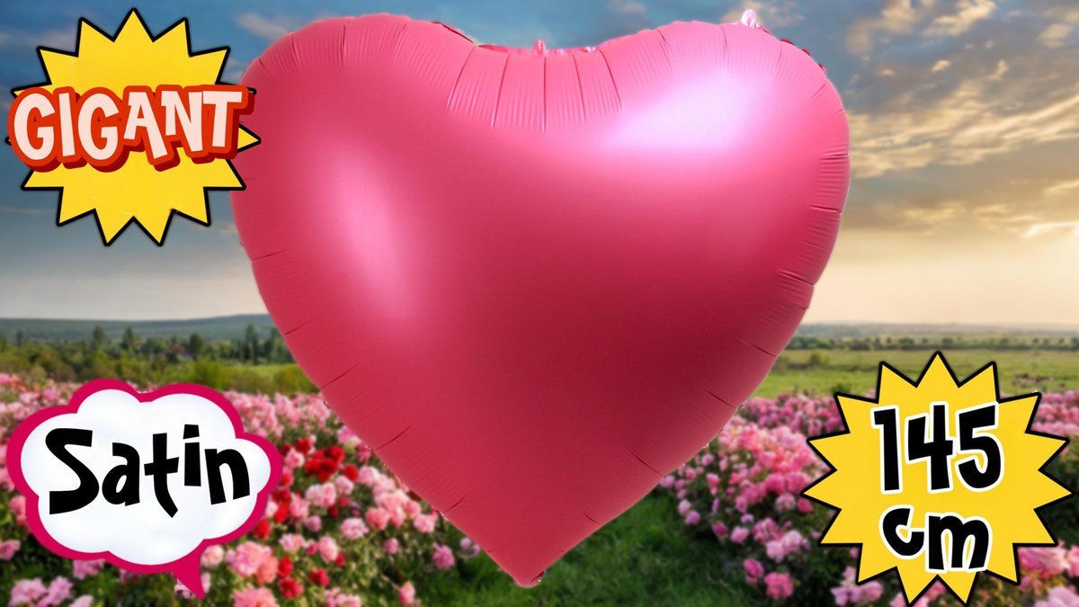 Сердце из фольги с гелием Гигант (145 см-68 дюймов), розовый атлас (1 шт.)