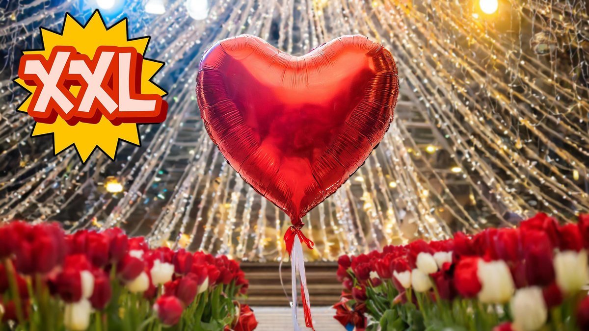 Сердце XXL (75см – 32″) с гелием (1шт), красное