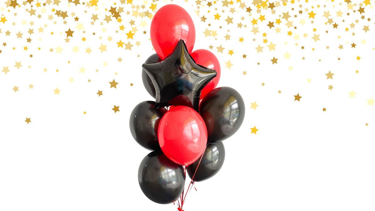 Набор воздушных шаров с гелием “красно-черный” (10 шт).