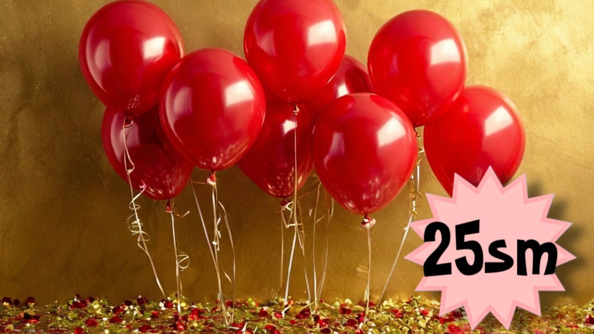 Шары с гелием 25 см (1шт) красные