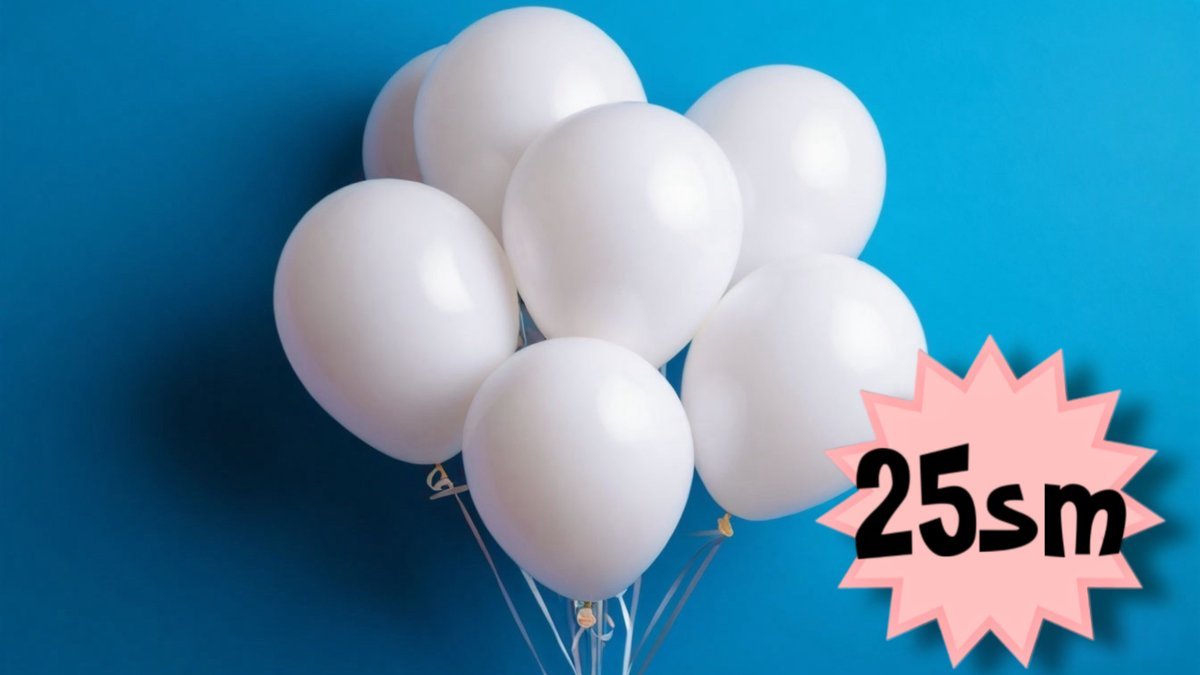 Белые шары с гелием 25 см (1шт) белые