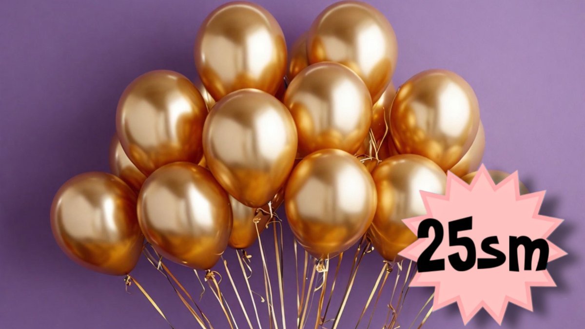 Шары с гелием 25 см (1шт) металлик золото