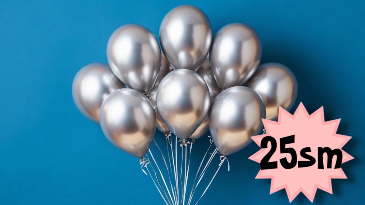 Шары с гелием 25 см (1шт) серебро металлик