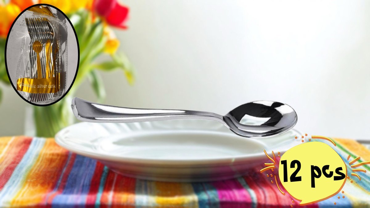 Ложки пластиковые, серебро.