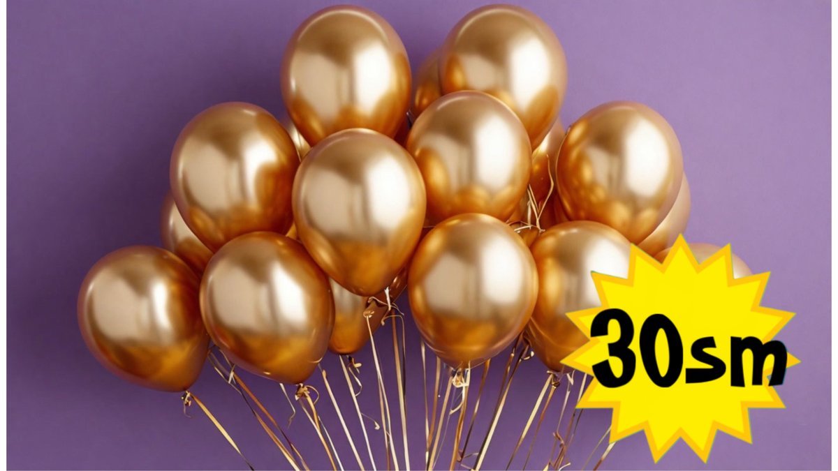 Шары с гелием 30 см (1шт) металлик золото