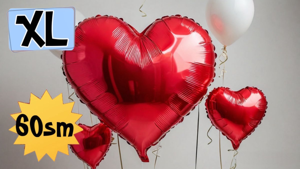 Шар сердце XL с гелием красное (60см), фольга