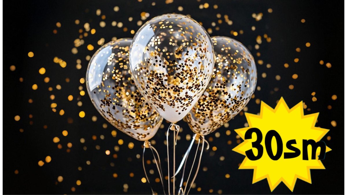 Шары с гелием 30 см (1шт) конфетти золото