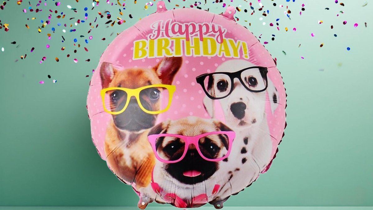 Фольгированный шар с гелием (41см) Happy Birthday (1шт) Собаки