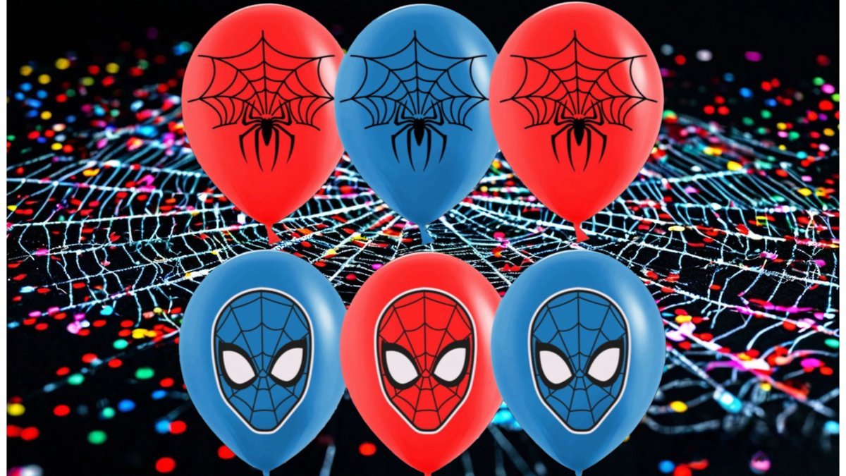 Шары с гелием Человек Паук 30 см (1шт) цветные (красный и синий)
