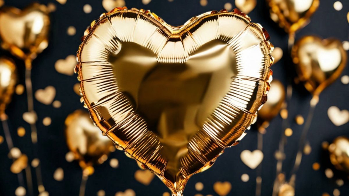 Шар с гелием сердце золото (41см), фольга