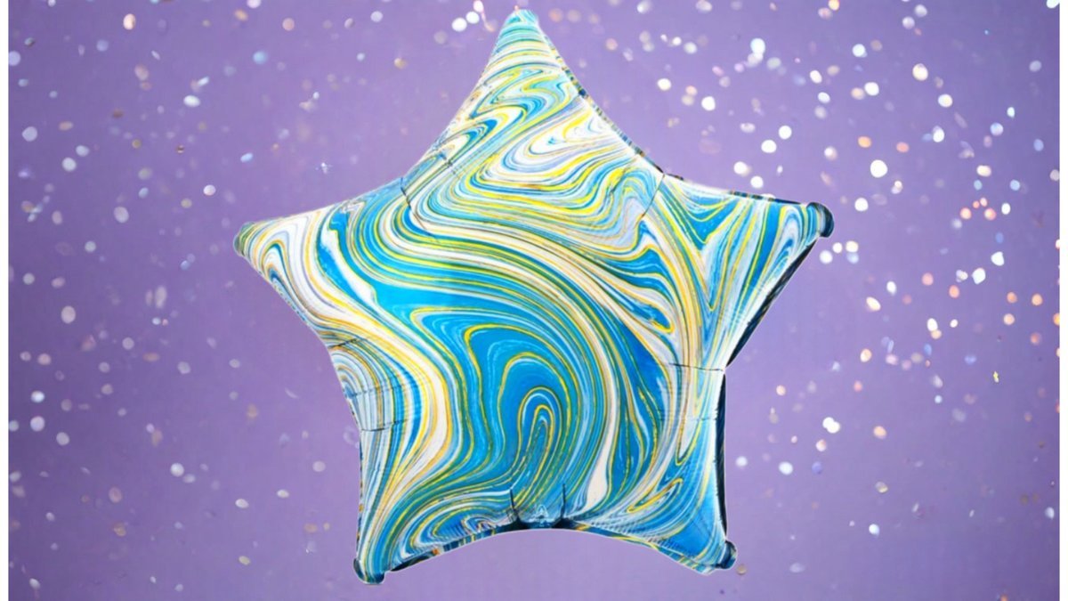 Шар с гелием звезда синий мрамор (41см), фольга. 1шт