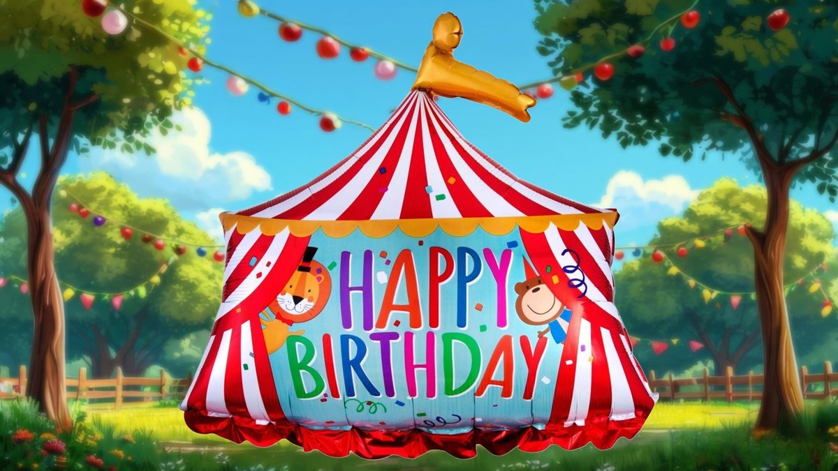Фольгированный шар с гелием (64х53 см) Цирк Happy Birthday (1шт)