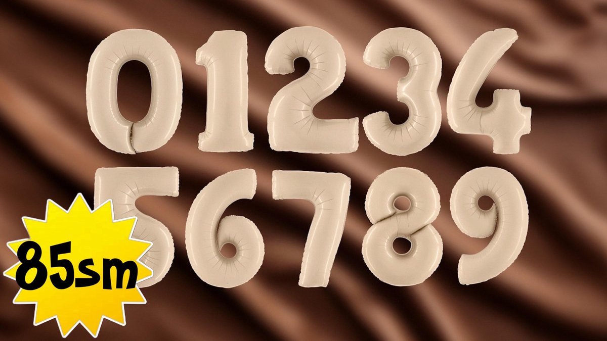 Фольгированный шар с гелием Цифра 85см, бежевый