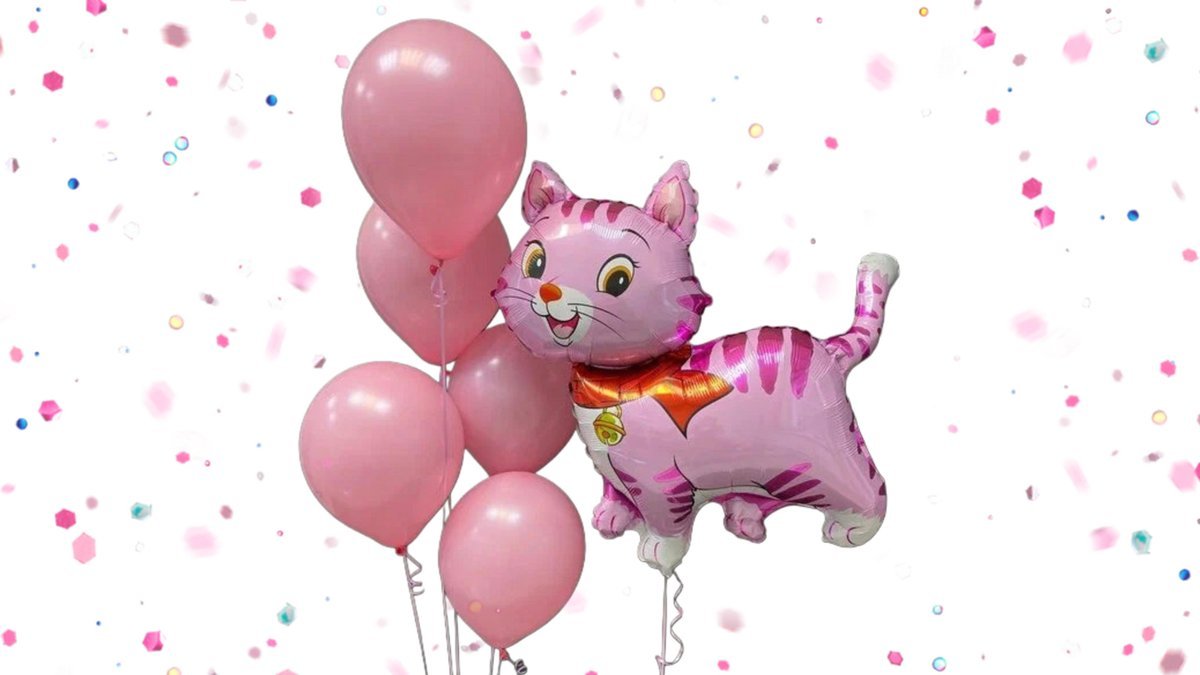 Набор воздушных шаров с гелием “Котенок” (6 шт).