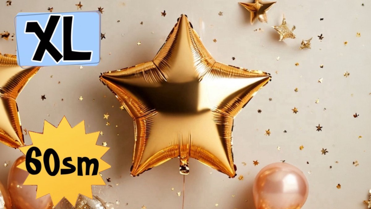 Шар звезда XL с гелием золото (60см), фольга
